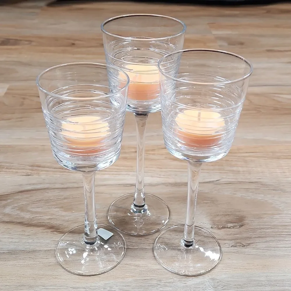🔸️🔸️NIB PartyLite Clear Lines Votive Holder Trio - Picture 5 of 15